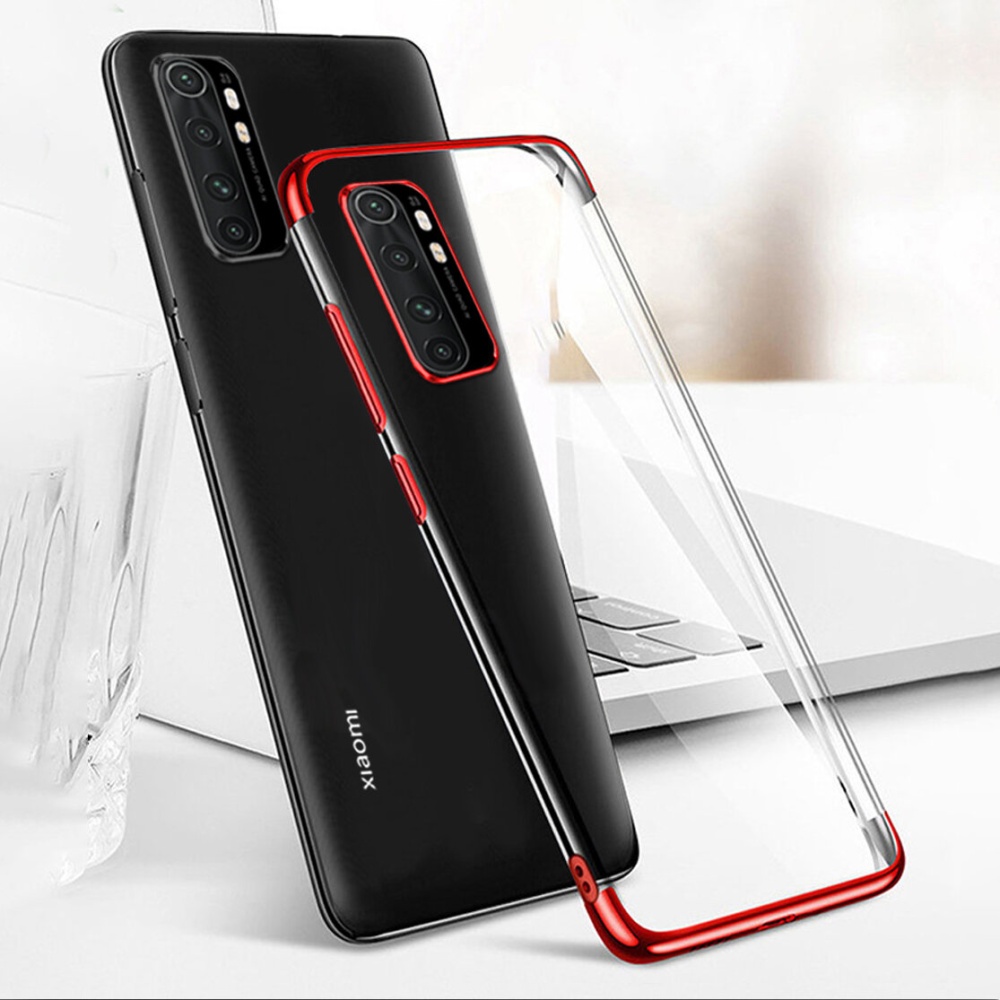 Plating Shockproof Non-yellow Transparent Soft TPU Protective Case for Xiaomi Mi Note 10 Lite Non-original - Black - Image 2