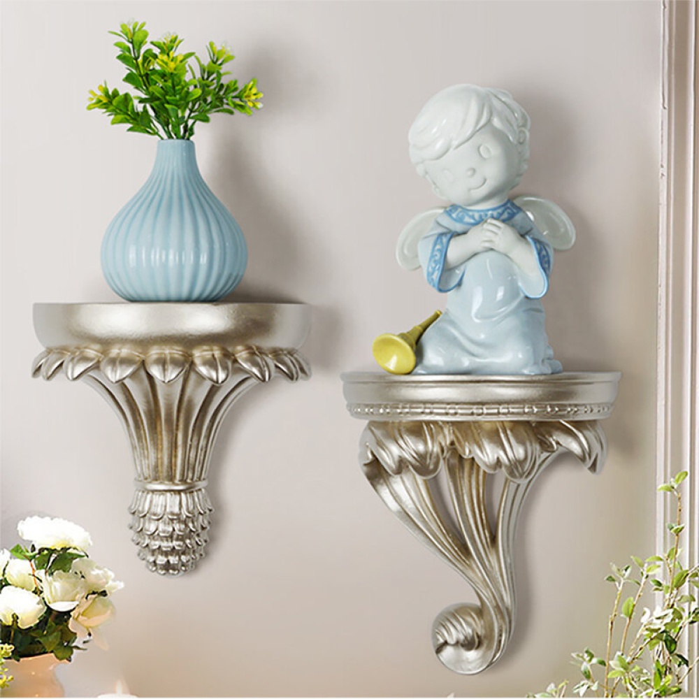 Wall Hanging European Flower Pot Plaster Corbel Shelf Art Rococo Shelf Rack - Gold A - Image 2