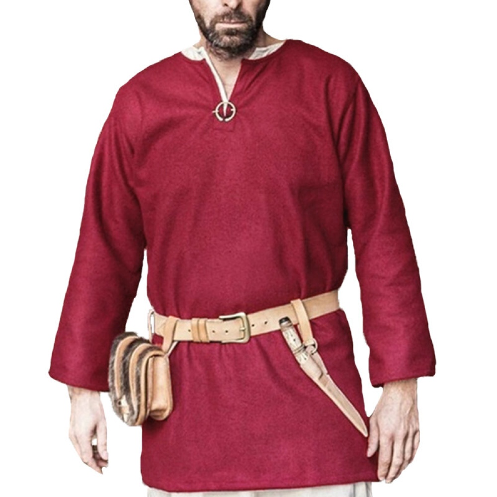 Mens Medieval Vintage Stage Show Tops Shirts - S Claret