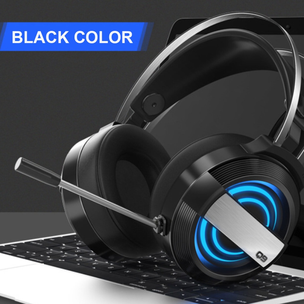 Gaming Headphone USB Port 50mm Driver Headset Foldable Over-Ear Gaming Headset Noise Cancelling HIFI Bass Headphone with Mic - Black - Image 2