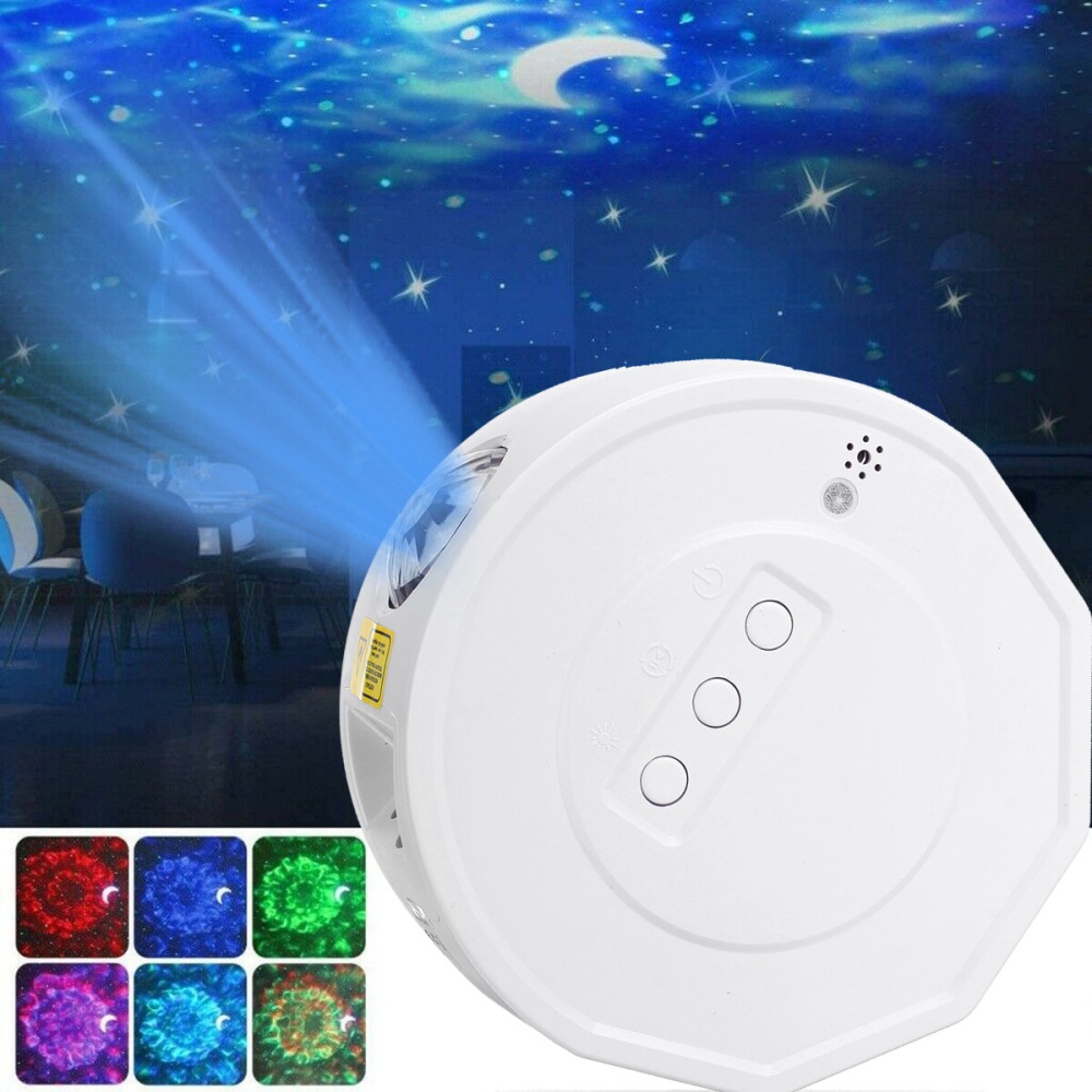 LED Light Music Galaxy Starry Water Wave Projector Night Lamp Decor Xmas Gift - Normal White