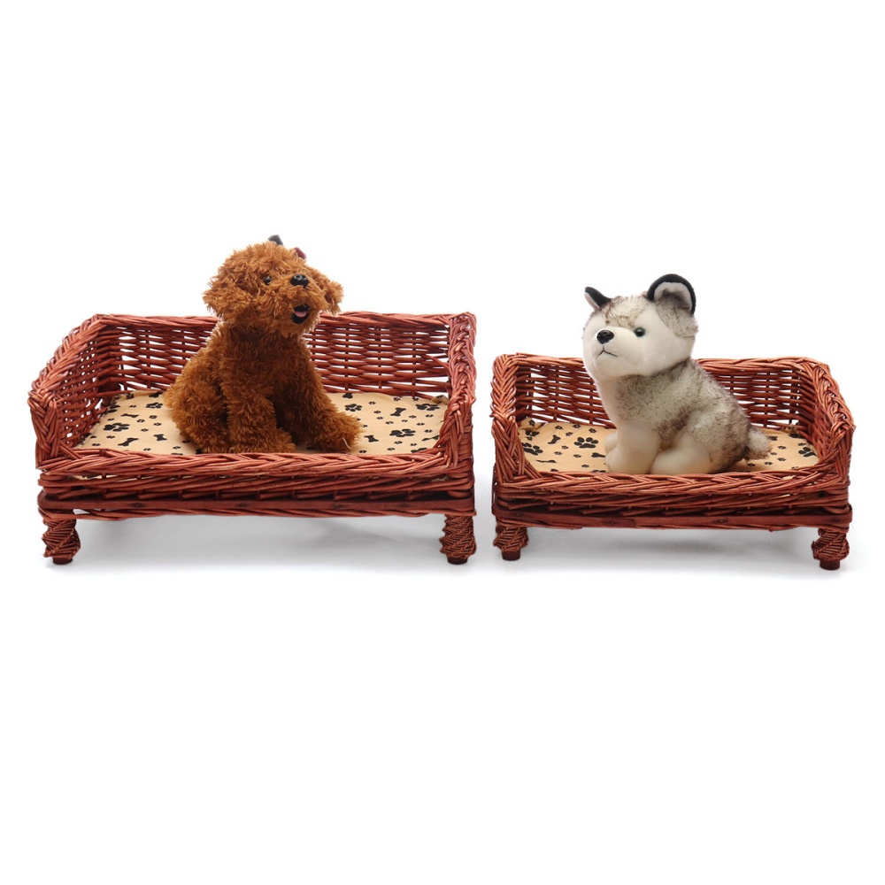 HAND WOVEN Wicker Pet Bed Dog Cat Basket Shabby Chic Sleeping Durable Washable - XS - Image 2