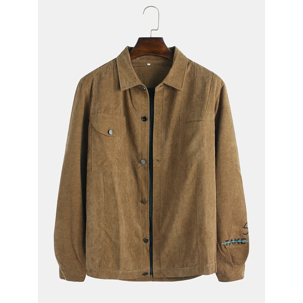 Men Chamois Leather Dual Pockets Soft Retro Jacket - 3XL Khaki