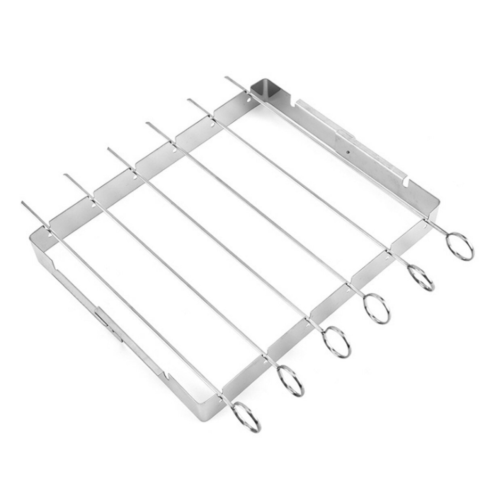 Portable Barbecue BBQ Rack Stainless Steel Skewer Meat Foods Grill Camping Tool - Image 2