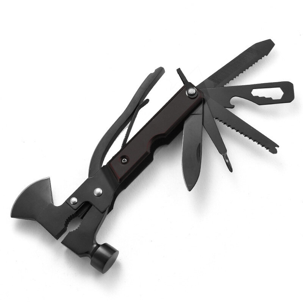 VOLKEN 14 in 1 EDC Folding Multi Tools Ax Hatchet Wooden Handle Fire Heavy Duty Twin Hammer Pocket Saw Screwdrivers Pliers with Nylon Sheath for Outd - Image 2