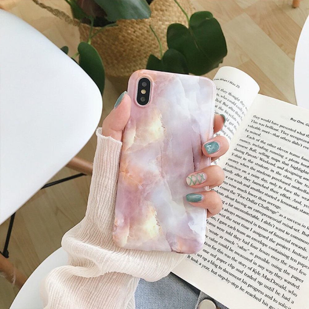 Fashion Ins Marble Pattern TPU Protective Case Back Cover for iPhone X / XS / XR / XS Max / 6 / 7 / 8 / 6S Plus / 6 Plus / 7 Plus / 8 Plus - Pink iPh - Image 2