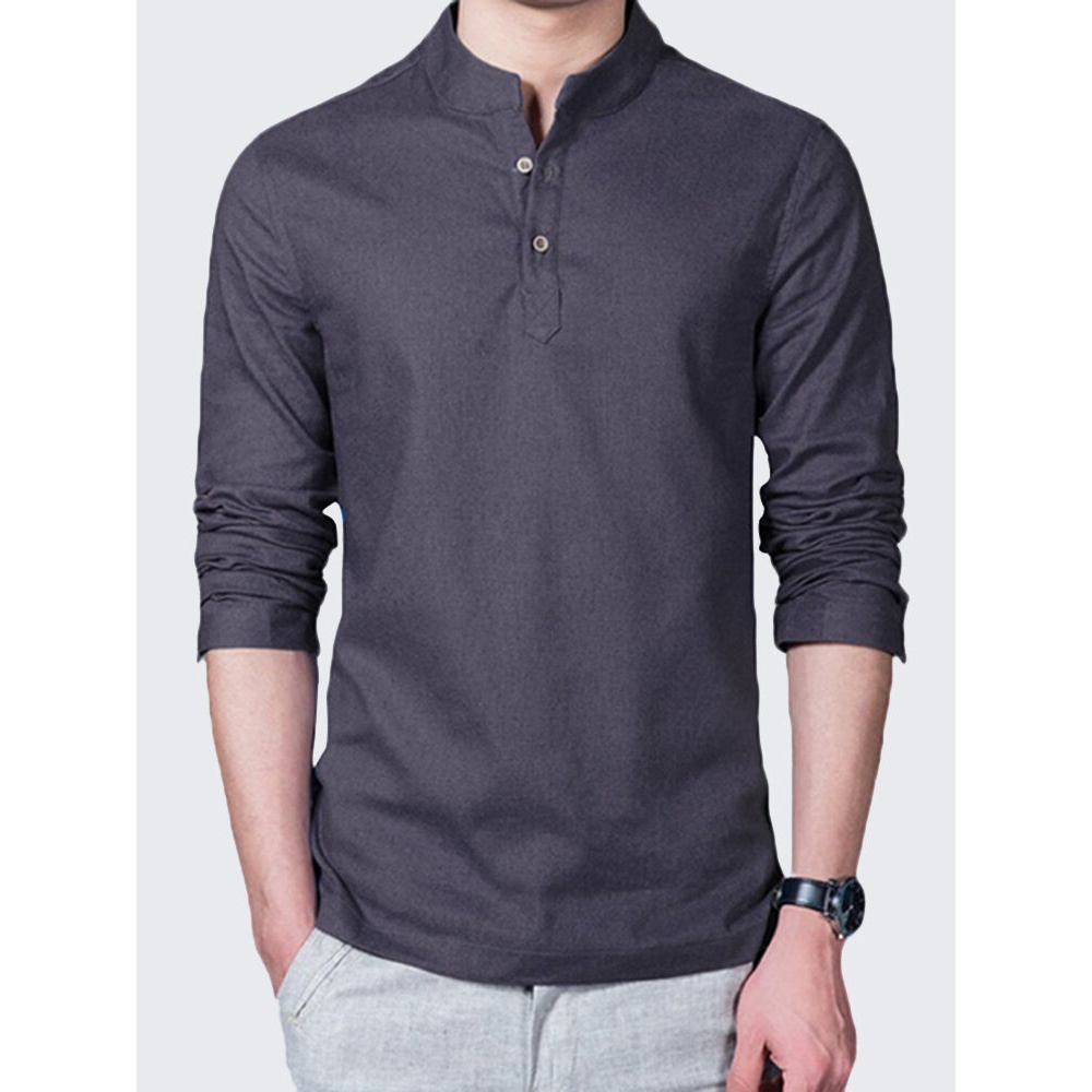 Mens Linen Solid Color Casual T-shirts - XS White