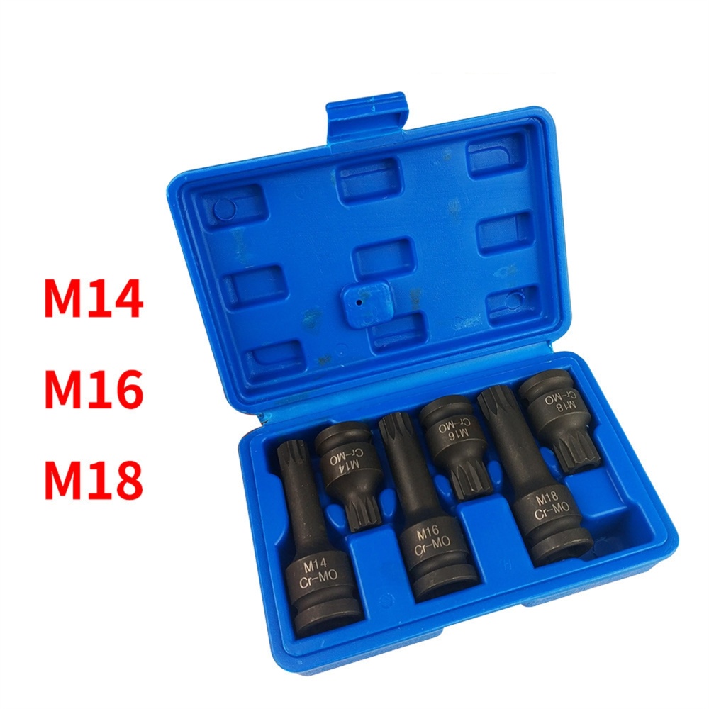 6pcs 1/2inch M14 M16 M18 Ratchet Socket Wrench Set Pneumatic Integrated Long Short Tool Kit - Image 3