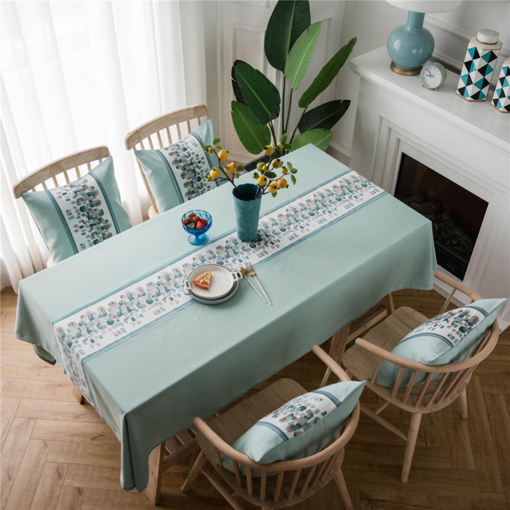 Waterproof Table Cloth Decorative Fabric Embroidery Cover For Outdoor Indoor Green stone embroidery_135*200cm