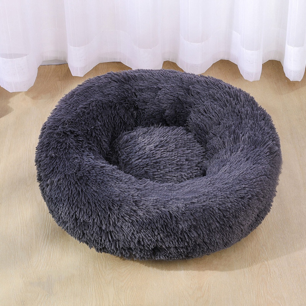 Super Soft Pet Bed Winter Warm Sleeping Bed for dogs Kennel Dog Round Cat Long Plush Puppy Cushion Mat Portable Pet Supplies - Light Grey 70*20cm - Image 2