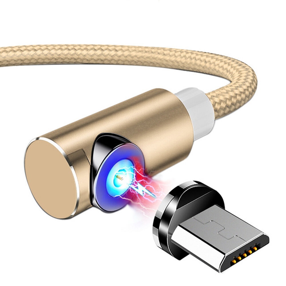 TOPK 2.4A Micro USB 360 Degree Elbow Magnetic LED Indicator Fast Charging Data Cable For HUAWEI OPPO VIVO - Silver - Image 2