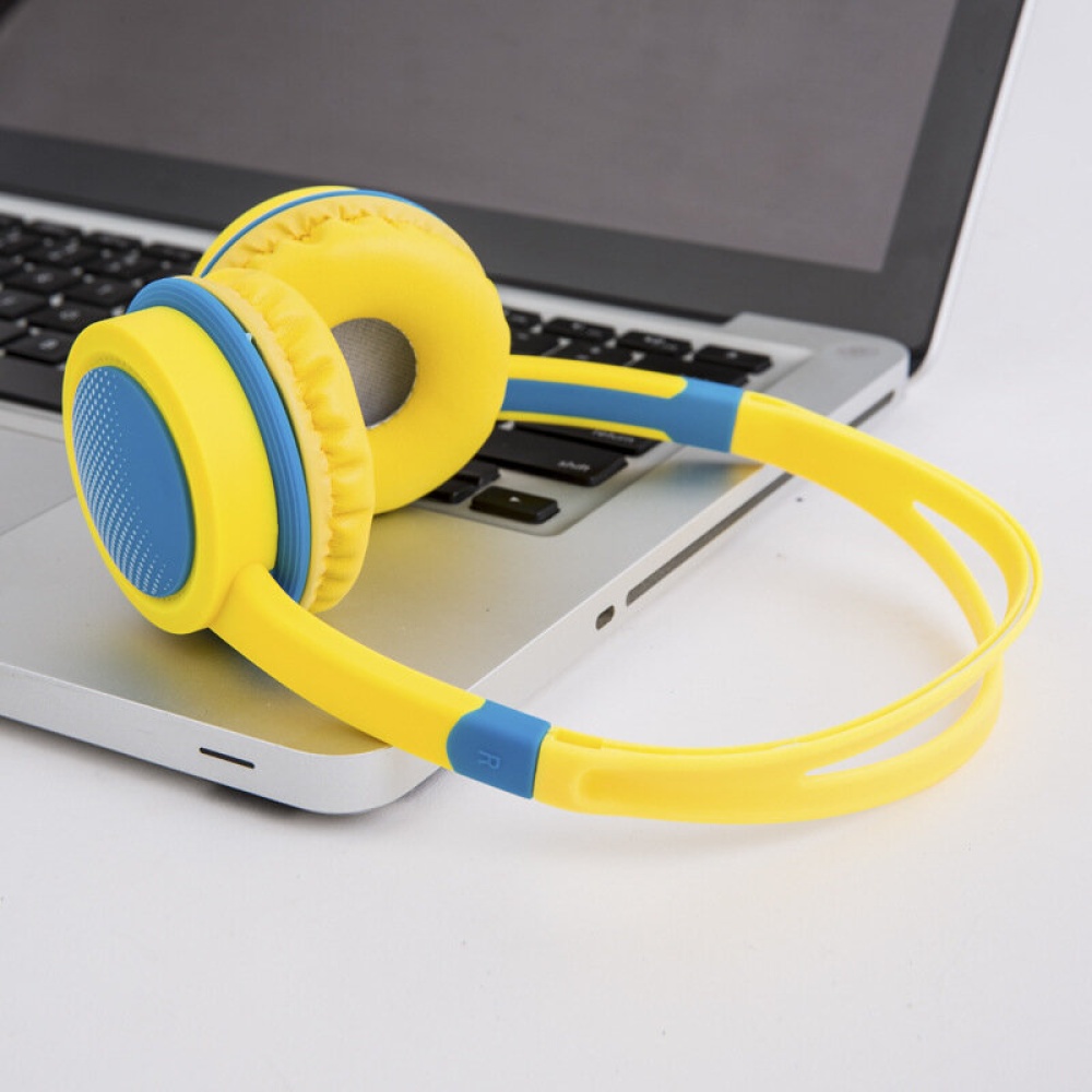 Cute Kids Over Ear Stereo Wired Safely Headphones Adjustable Headband Computer Tablet Kid Baby Child Earphone for Net Class - Blue - Image 2