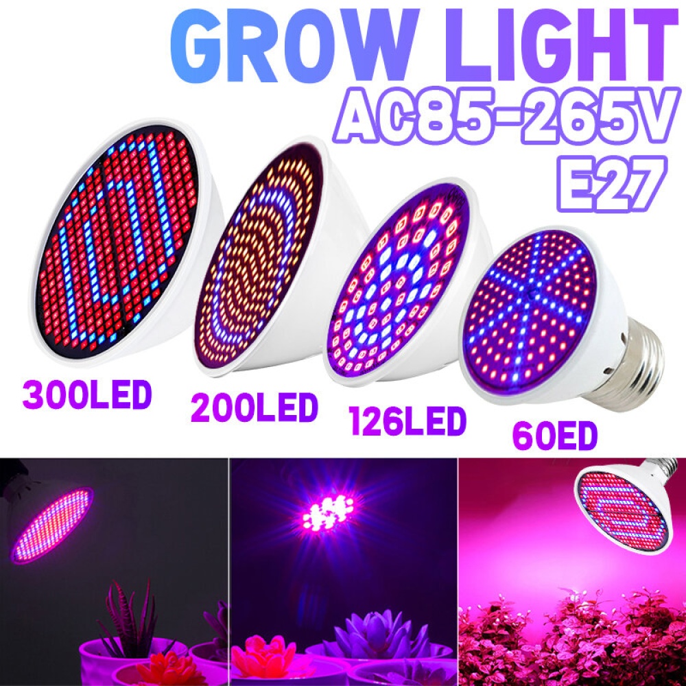 E27 60/126/200/300LED Grow Light Bulb Indoor Plant Hydroponic Flower Veg Lamp 85-265V - 300LED - Image 2