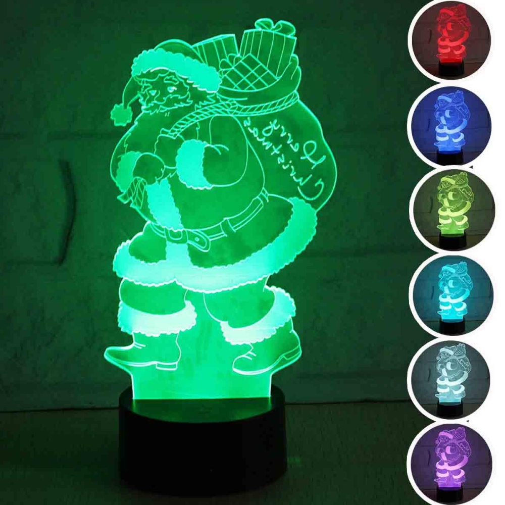 3D LED Colorful  Santa Claus Touch Control Lamp Decor Gift Night Light - Touch - Image 2