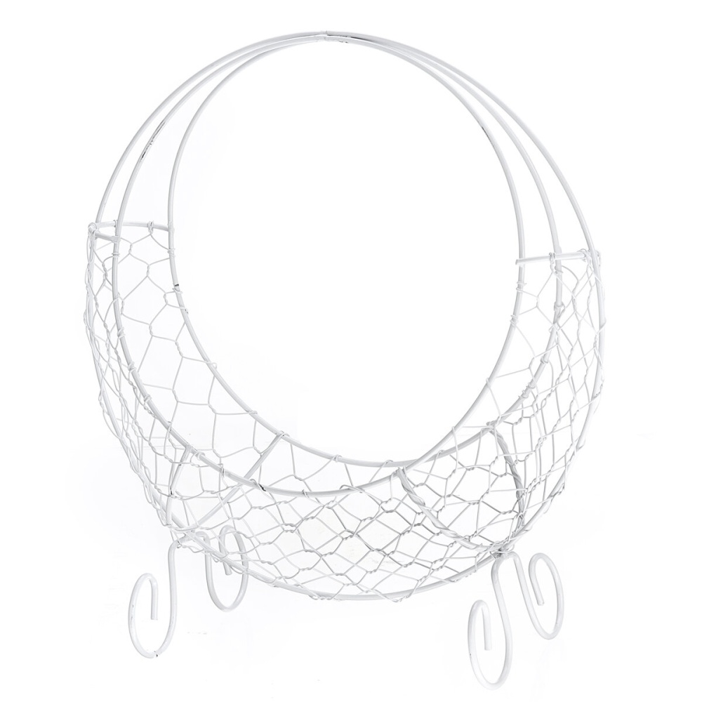 Flower Basket Stand Moon Shape Iron Wire Wreath Frame Metal Succulent Pot 28CM - Black - Image 2