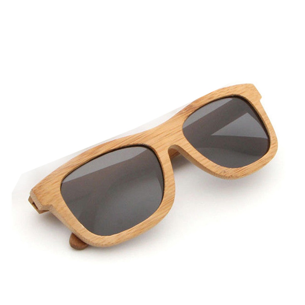 UV400 Handmade Retro Bamboo Wood Polarized Sunglasses Mirrored Wooden Glasses - Brown
