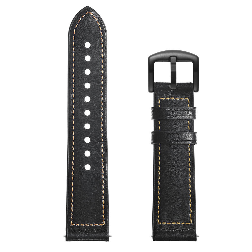 Pure Color Genuine Leather Silicone Watch Band Watch Strap for Xiaomi Amazfit BIP Smart Watch - Yellow - Image 2