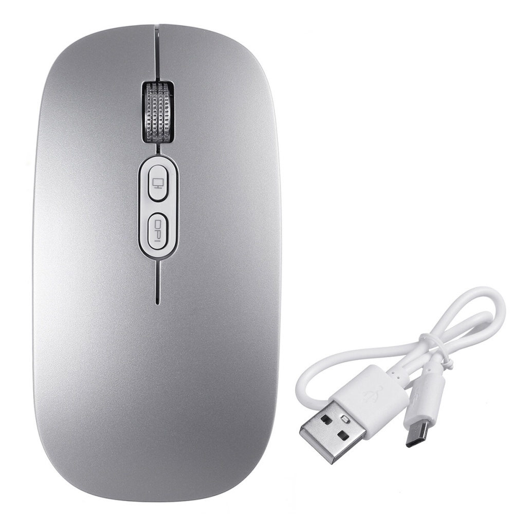 FMOUSE M103 500mAh 2.4GHz Double Modes DPI Adjustable bluetooth 5.0 Wireless USB Rechargeable Optical Mouse for PC Laptop Mobile Phone - Silver 2 - Image 2