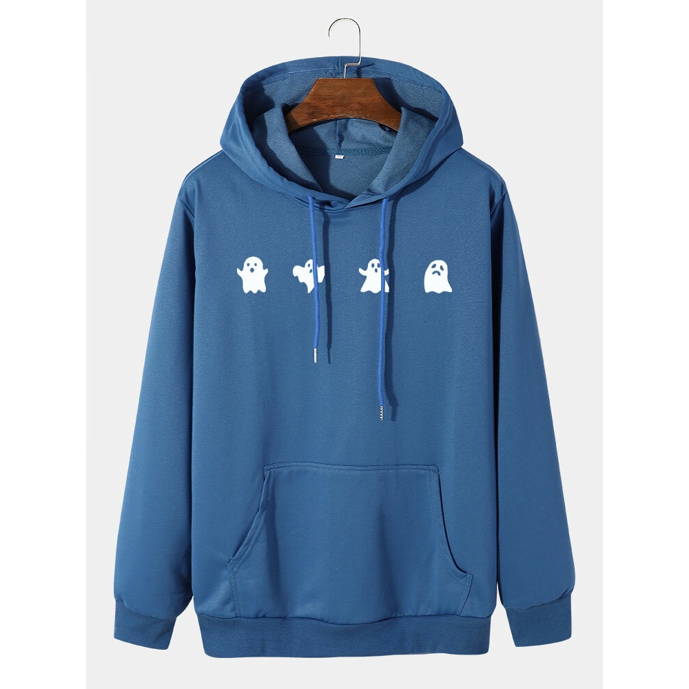 Mens Casual Ghost  Cartoon Hoodies - Blue M