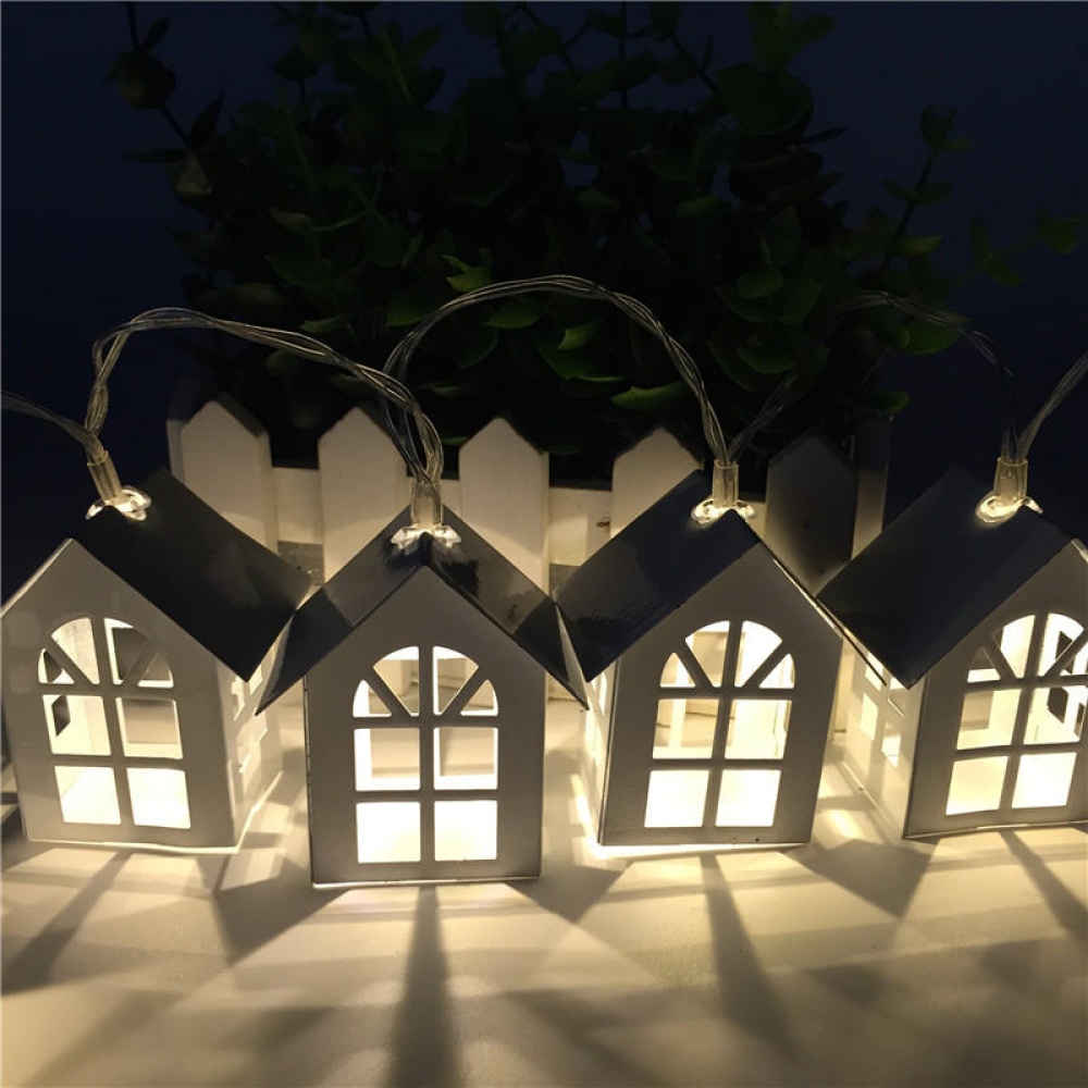 1M 10 LED Metal House String Lights LED Fairy Lights for Festival  Wedding - Warm White - Image 2