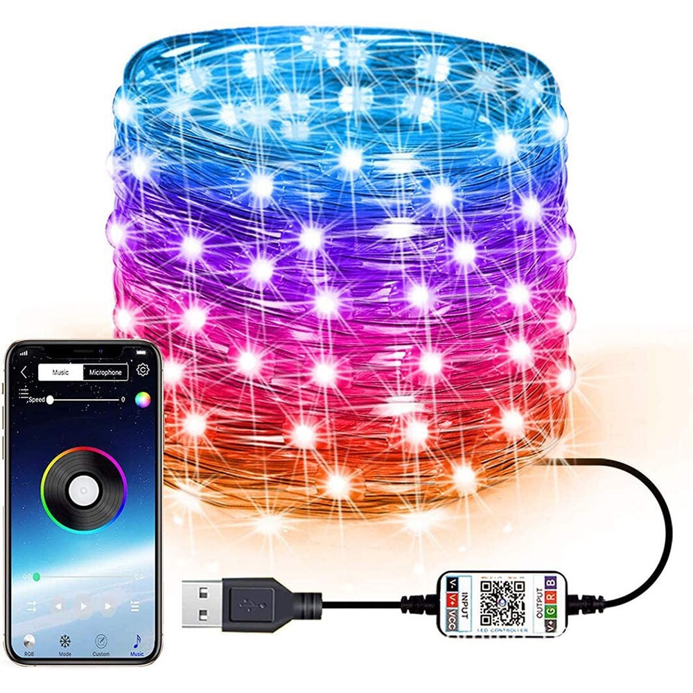 Smart for Alexa WiFi LED RGB Fairy String Light USB Waterproof Garden Decor Lamp - 2M - Image 2