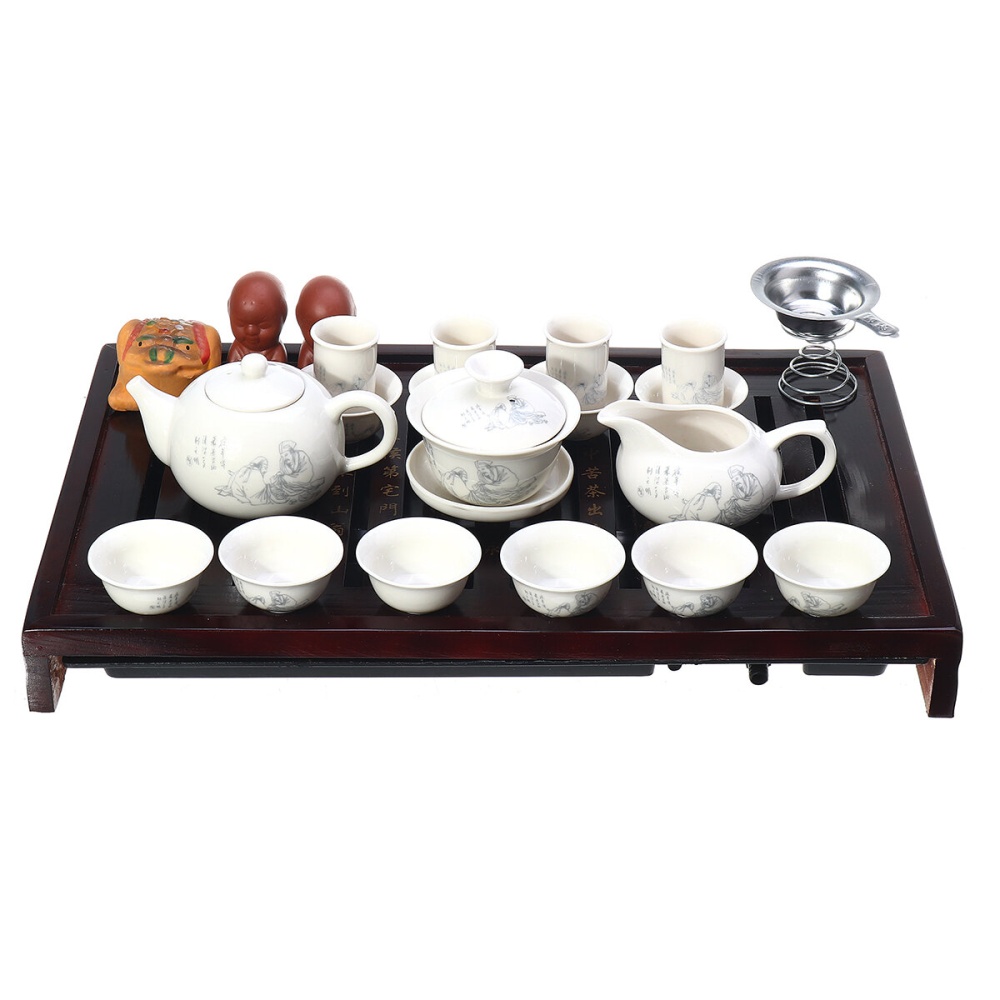 China Kung Fu Tea Set Drinkware Ceremony Ceramic Tea Pot Cup Infuser Tea Tray - Image 2