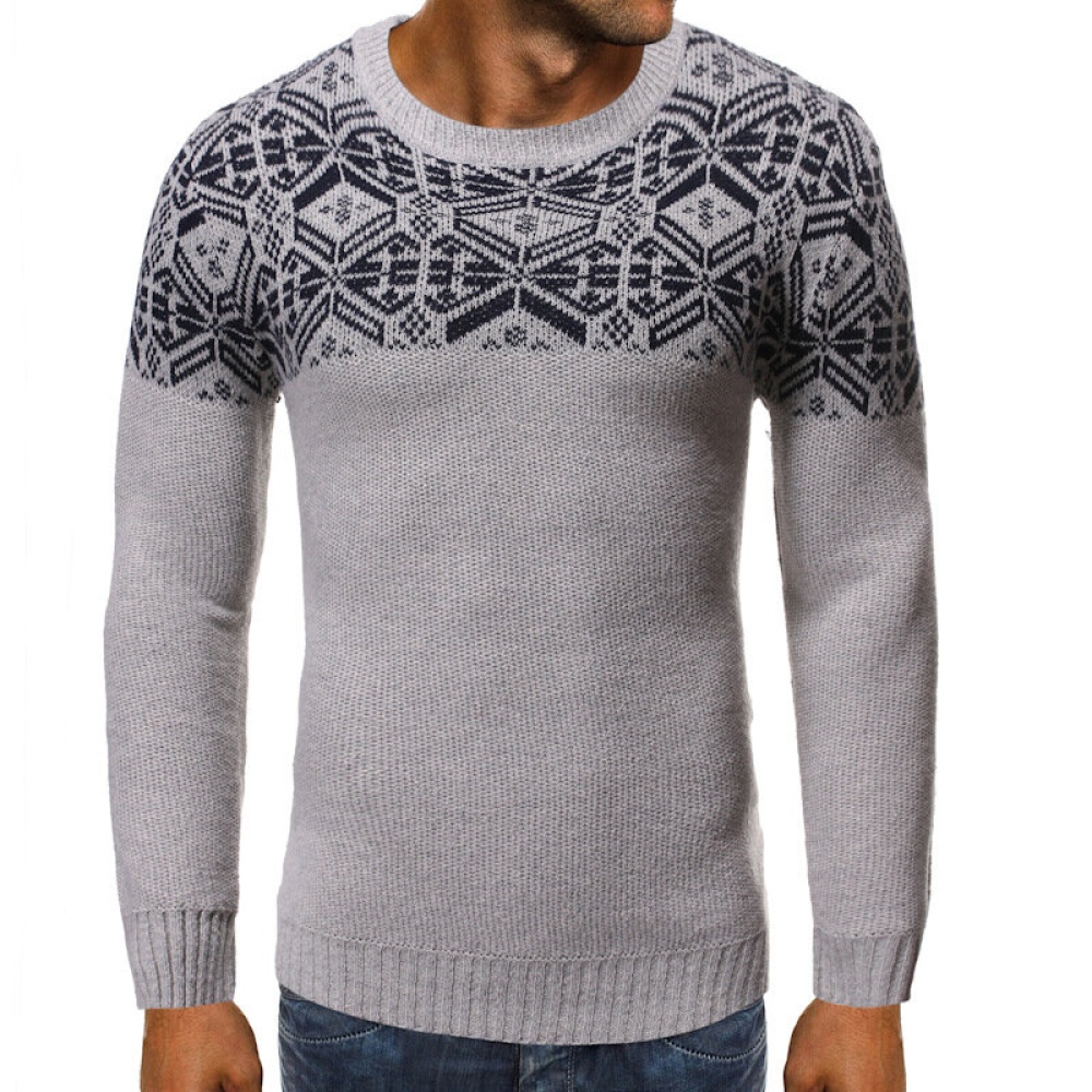 Men's New Soft Snowflake Round Neck 3D Openwork Sweaters - S Dark Grey