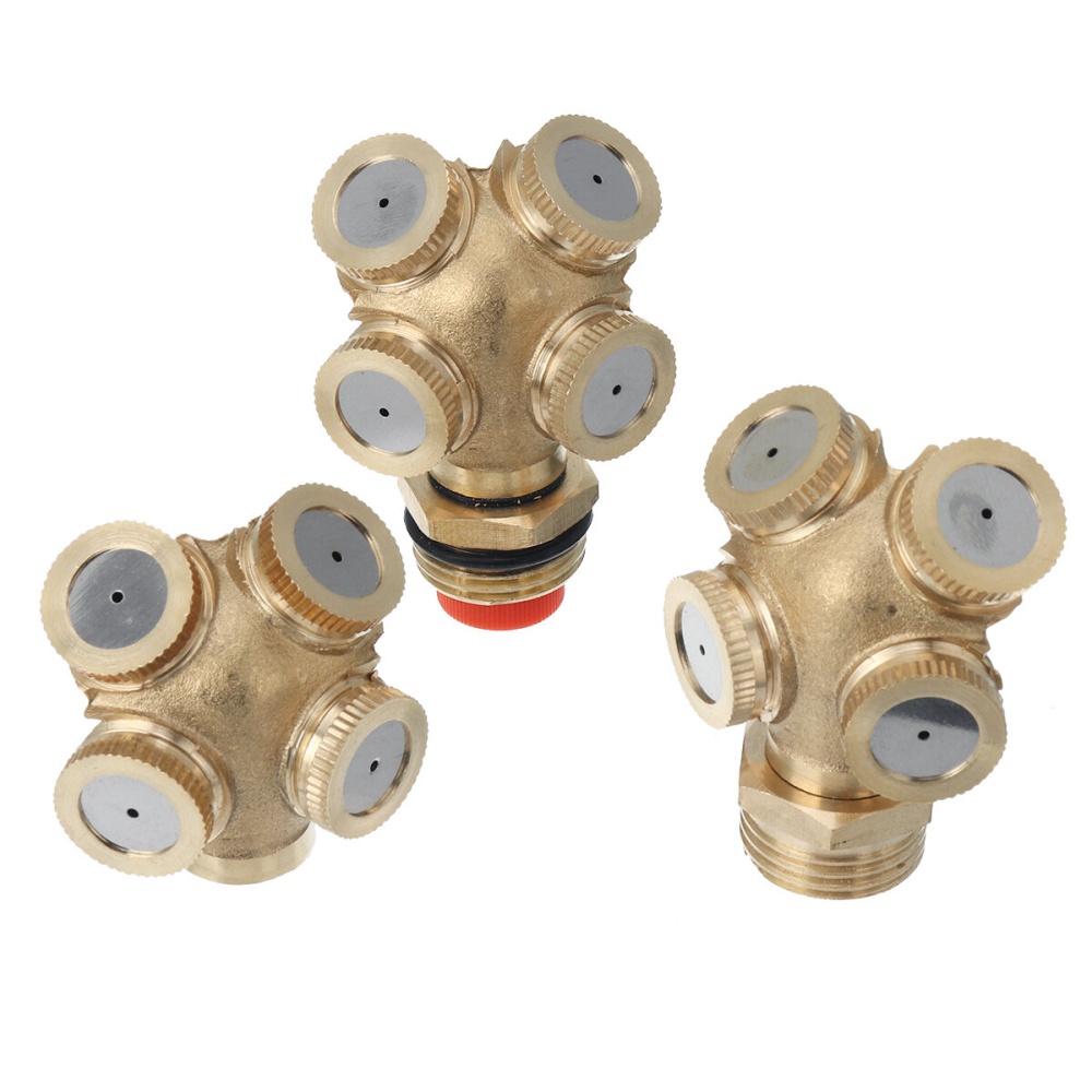 4 Hole Brass Spray Misting Nozzle Garden Sprinkler Irrigation Fitting Adjustable - Type A - Image 2