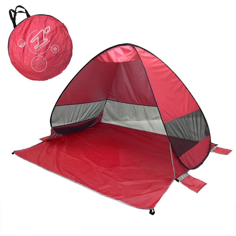 Fully Automatic P0P-UP Tent 2 Second Quick Open Beach Tent With Storage Bag Portable UV Protection Sunshade - Light Blue - Image 2