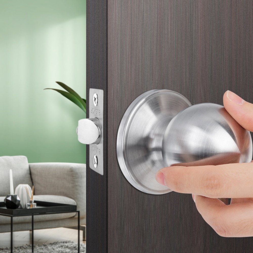 Stainless Steel Bathroom Round Ball Door Knob Set Handle Passage Lock With Key - Image 2