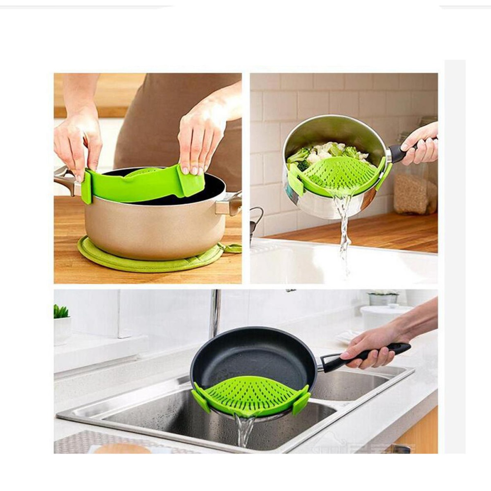 IPRee® Durable Silicone Pan Strainer Colanders Wash Fruit Vegetables Pasta Kitchen Tools Gadgets Wash Bag - Image 2