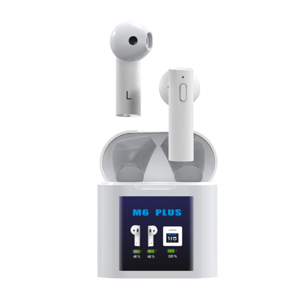 Temperature Measuring Wireless Bluetooth Led Display Mini Sports Headset white
