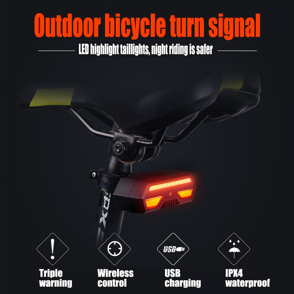 LP-1801 Lamp Smart USB Rechargeable LED Wireless Bike Bicycle Rear Turn Signal Tail Light - Image 2