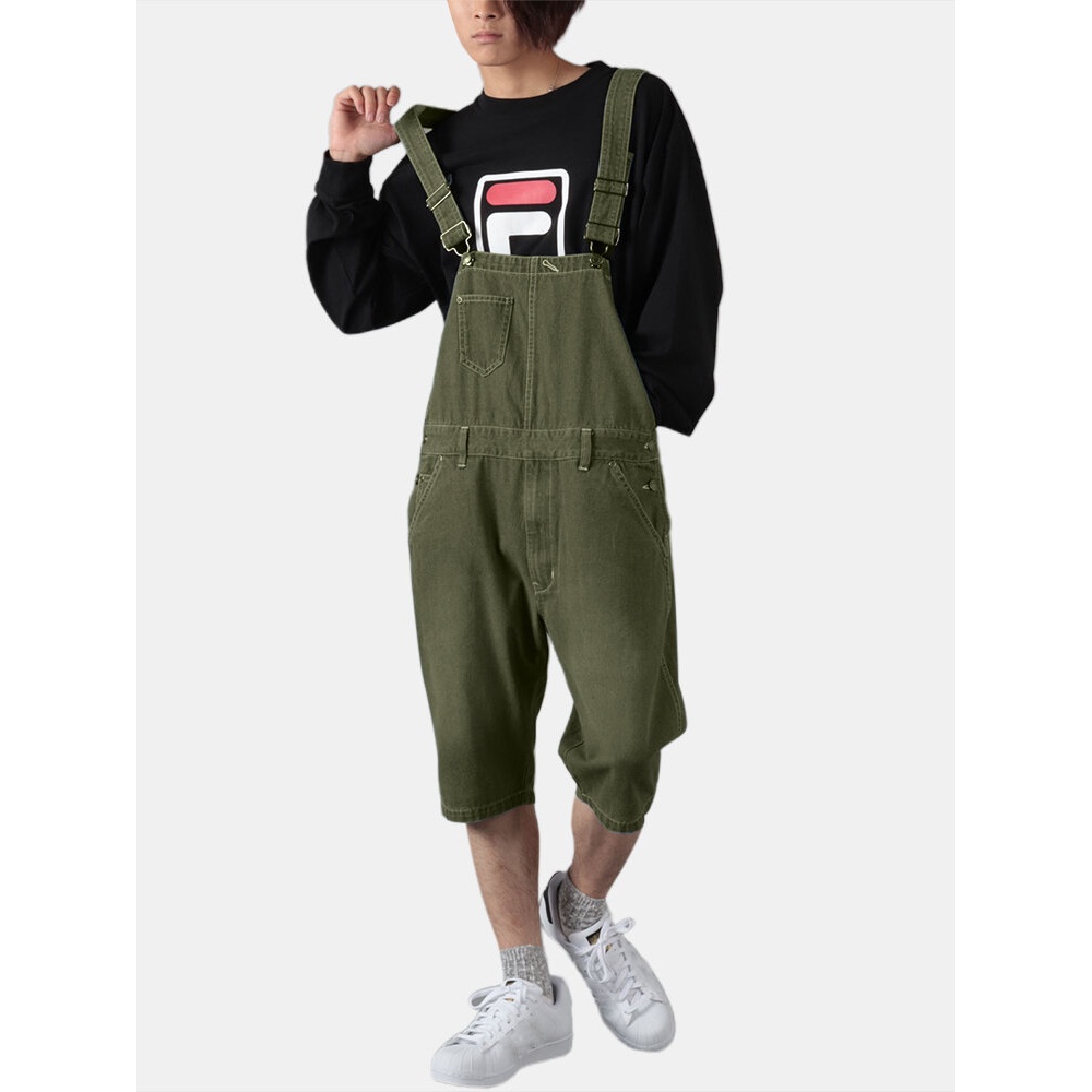 Mens Solid Color Loose Casual Jumpsuit Overalls One Pants - Blue M