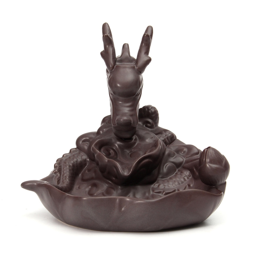KING DO WAY Ceramic Backflow Incense Burner Dragon Lotus Pond Incense Burner
