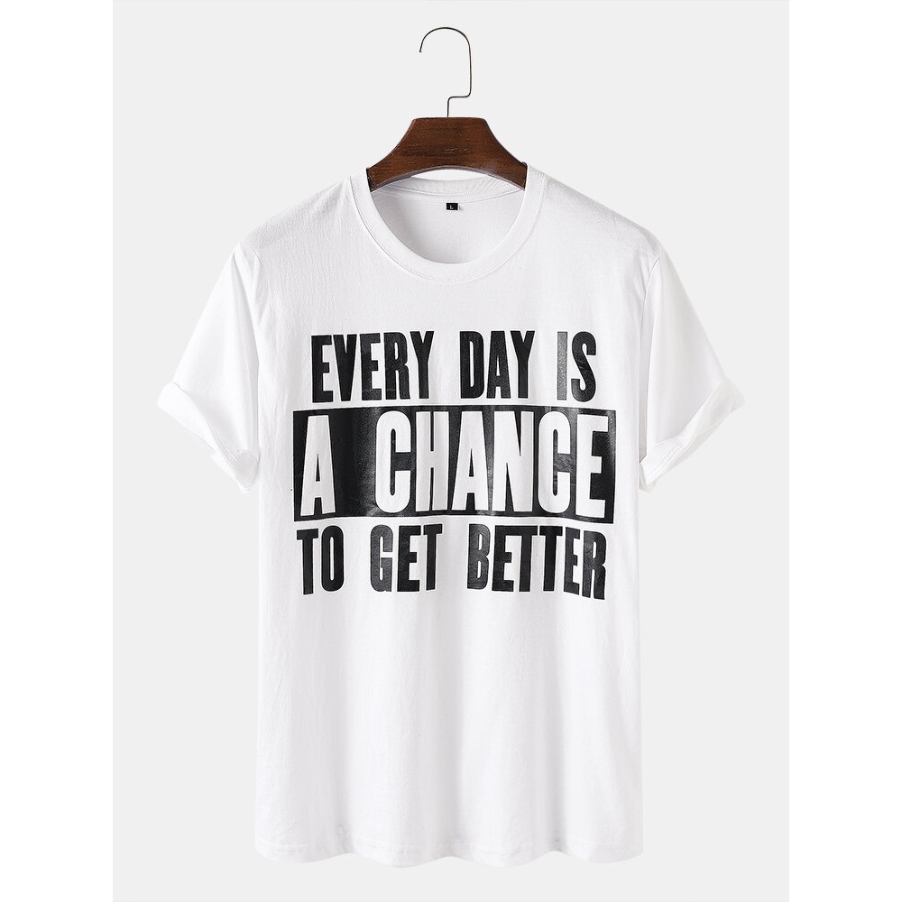 Cotton Simple Slogan Print Casual Short Sleeve T-Shirts - White XS