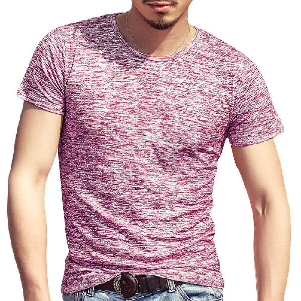 Summer Mens Cotton Breathable Solid Color Tops - XL Blue - Image 2