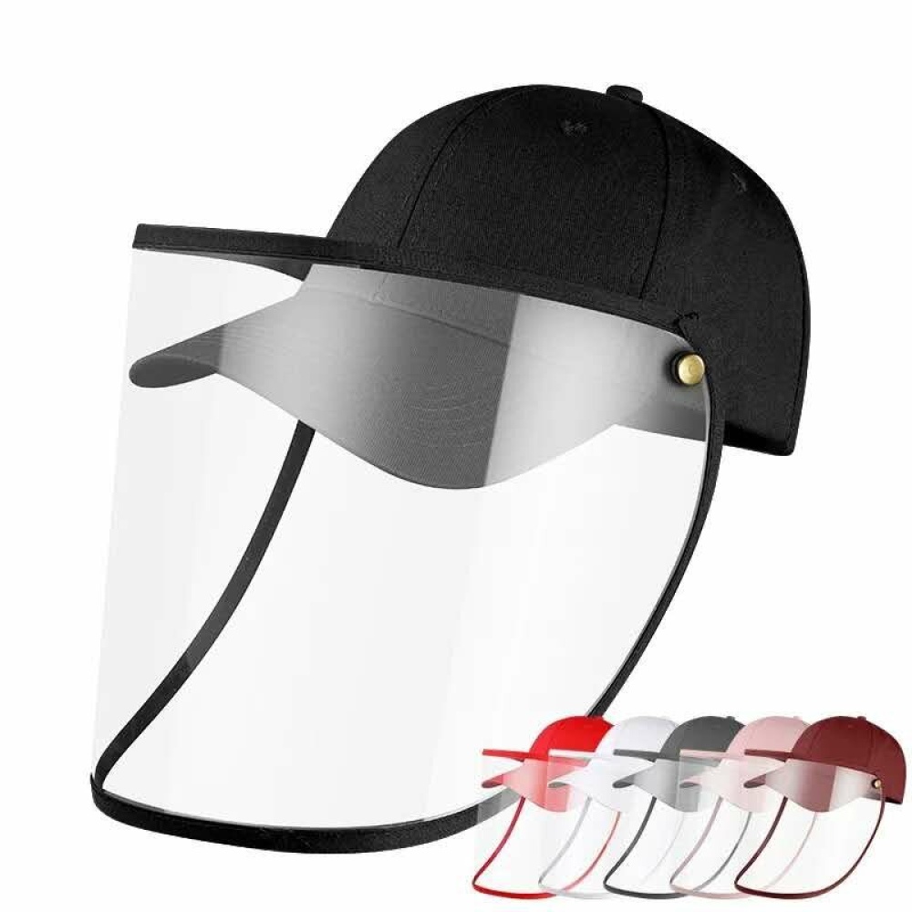 Female Male Protective Hat Cover Foldable Anti-Fog Prevent Droplets Baseball Caps Hat From Spreading Removable PVC Mask Protective Cap. - Black