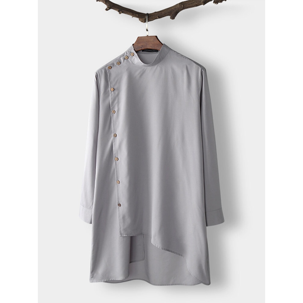 Men Indian Clothing Long Sleeve Saudi Arabia Kurta Tops Ethnic Dress Kaftan Robe - 4XL Red