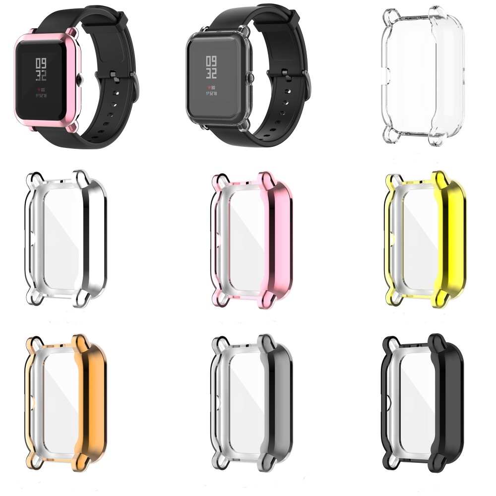 Electroplating All-inclusive TPU Watch Case Cover Watch Protector for Amazfit bip/bip lite - Transparent White - Image 2