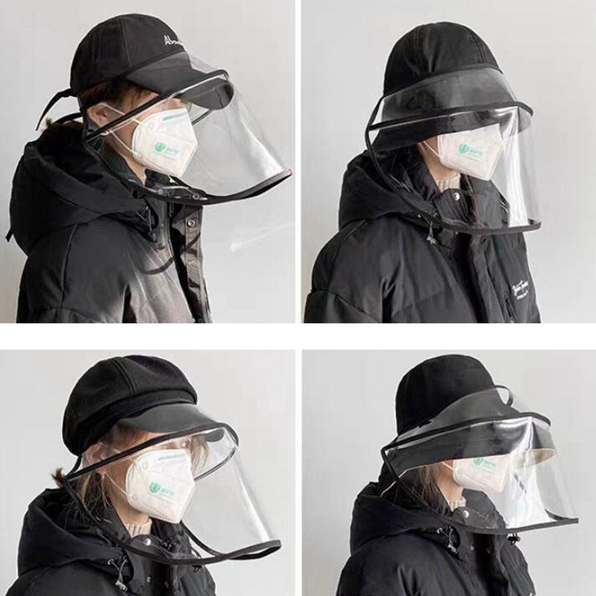 PVC Transparent Breathable Splash-proof Dustproof Full Face Mask Disassembleable For All Hats Fishman Hats Anti-fog Anti-spit Face Shield - Adult - Image 2