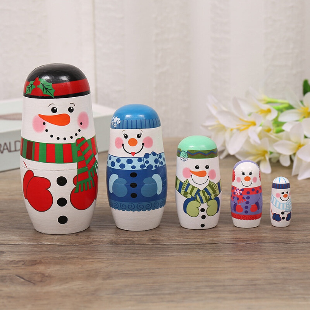 5 Layers Russian Nesting Dolls Wooden  Ornaments DIY Handmade Crafts Creative Merry  Gifts - Image 2