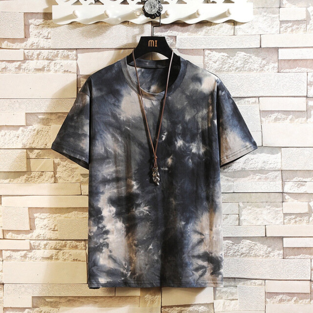 Best Selling New Tie Tie Dyed Printed Short-sleeved T-shirt Male Retro Large Size Loose Japanese Youth T-shirt - XXXXXL Red