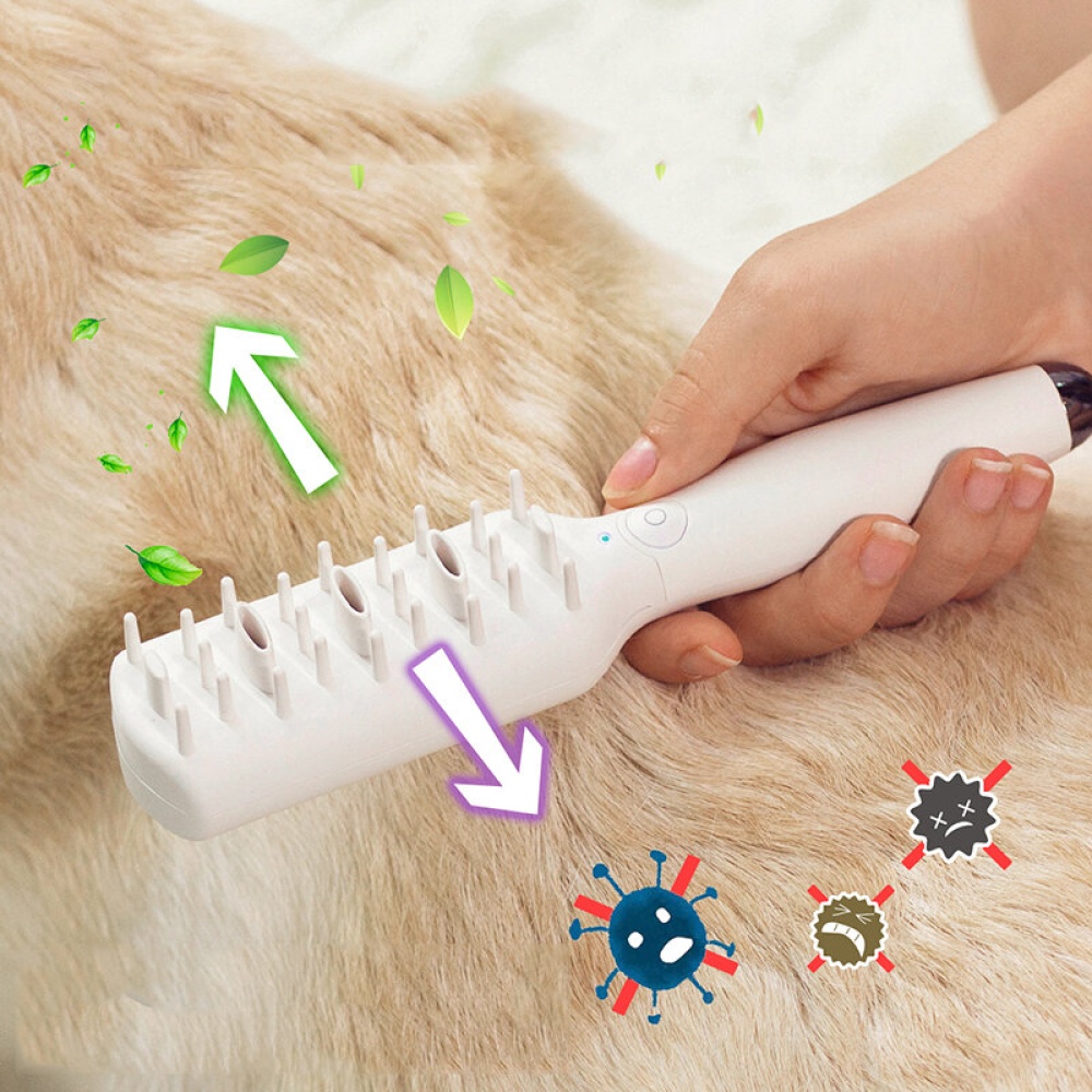 Pet Sterilization Massage Comb Smart Ozone Deodorization Care Dog Cat Health With TYPE-C Efficient Sterilization Removable Comb For Cleaning - White - Image 2