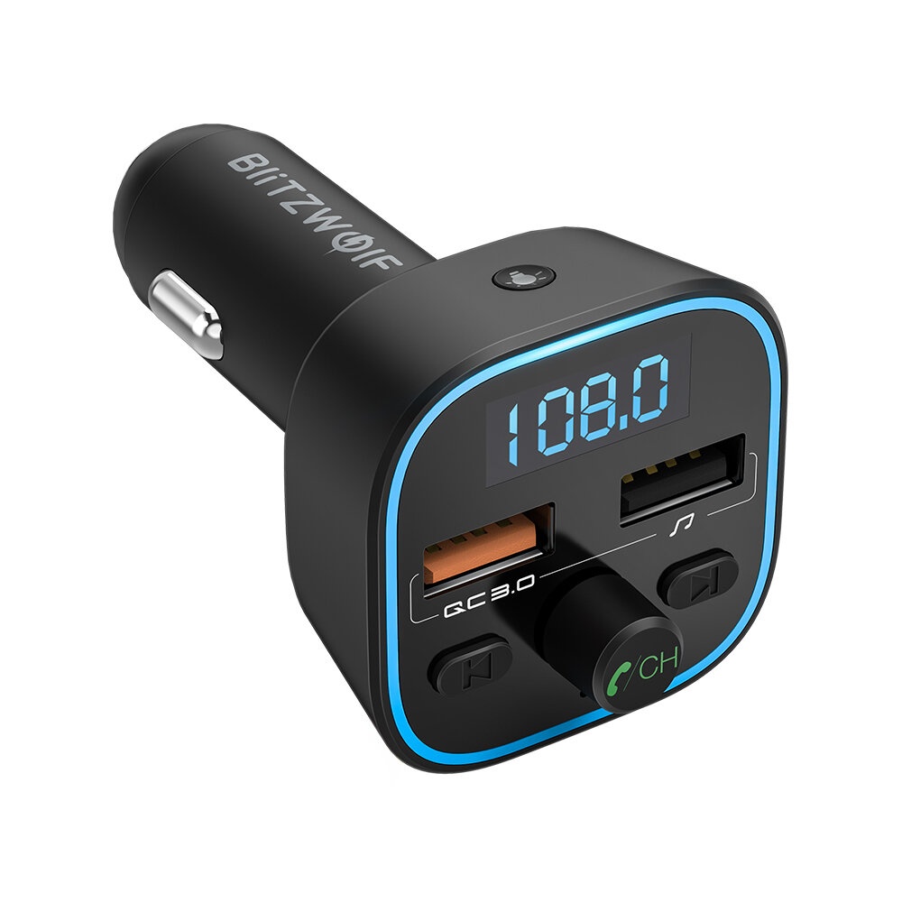 Blitzwolf® BW-BC1 Car bluetooth 5.0 FM Transmitter 18W QC 3.0 USB Car Charger RGB Digital Display bluetooth Audio Adapter Music Play Hands Free Calls - Image 2