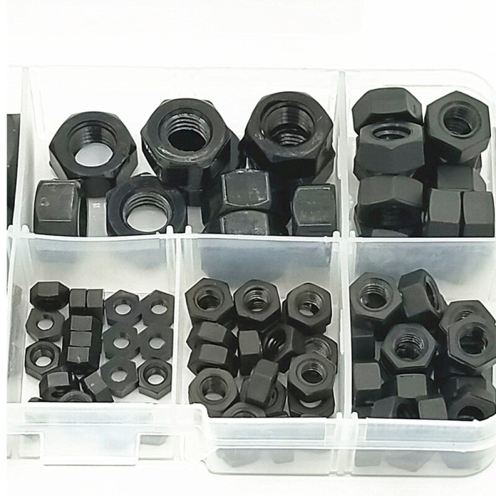 Suleve MXNH3 140Pcs Nylon Hex Nuts Assortment Kit Black/White M2-M10 - White - Image 2