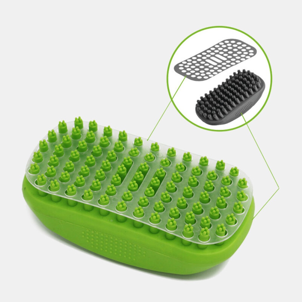 Pet Dog Massage Brush Soft Silicone Cat Grooming Bath Shower Brush Rubber Loofah Gentle Scrubbers - Green - Image 2