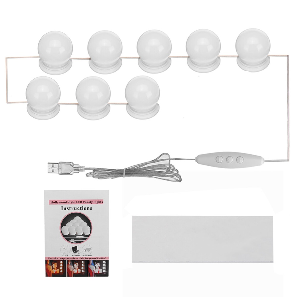 Dimmable Mirror Light Kit USB 8 LED Bulbs Vanity Makeup Dressing Table Hollywood Style - Image 2