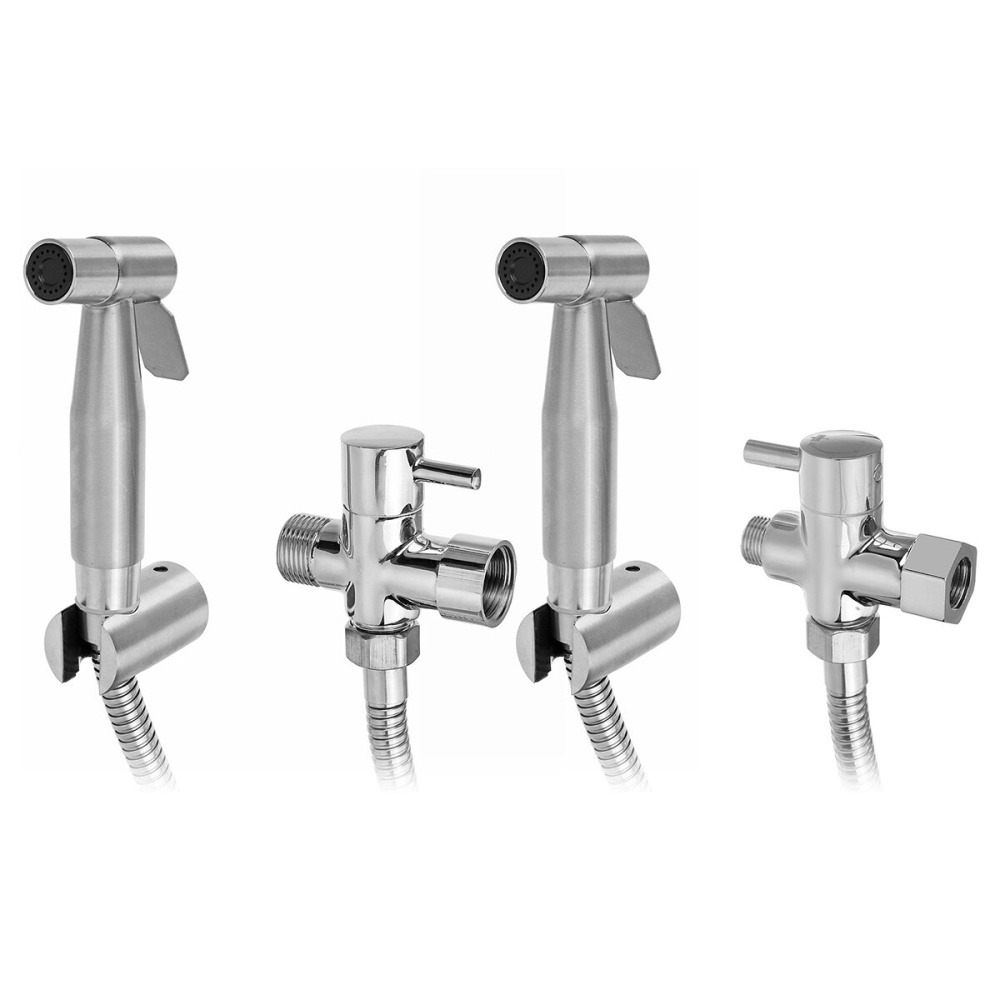 Stainless Steel Toilet Hand Held Bidet Faucet Sprayer Set For Bathroom Cleaning - 7/8 Inch - Image 2