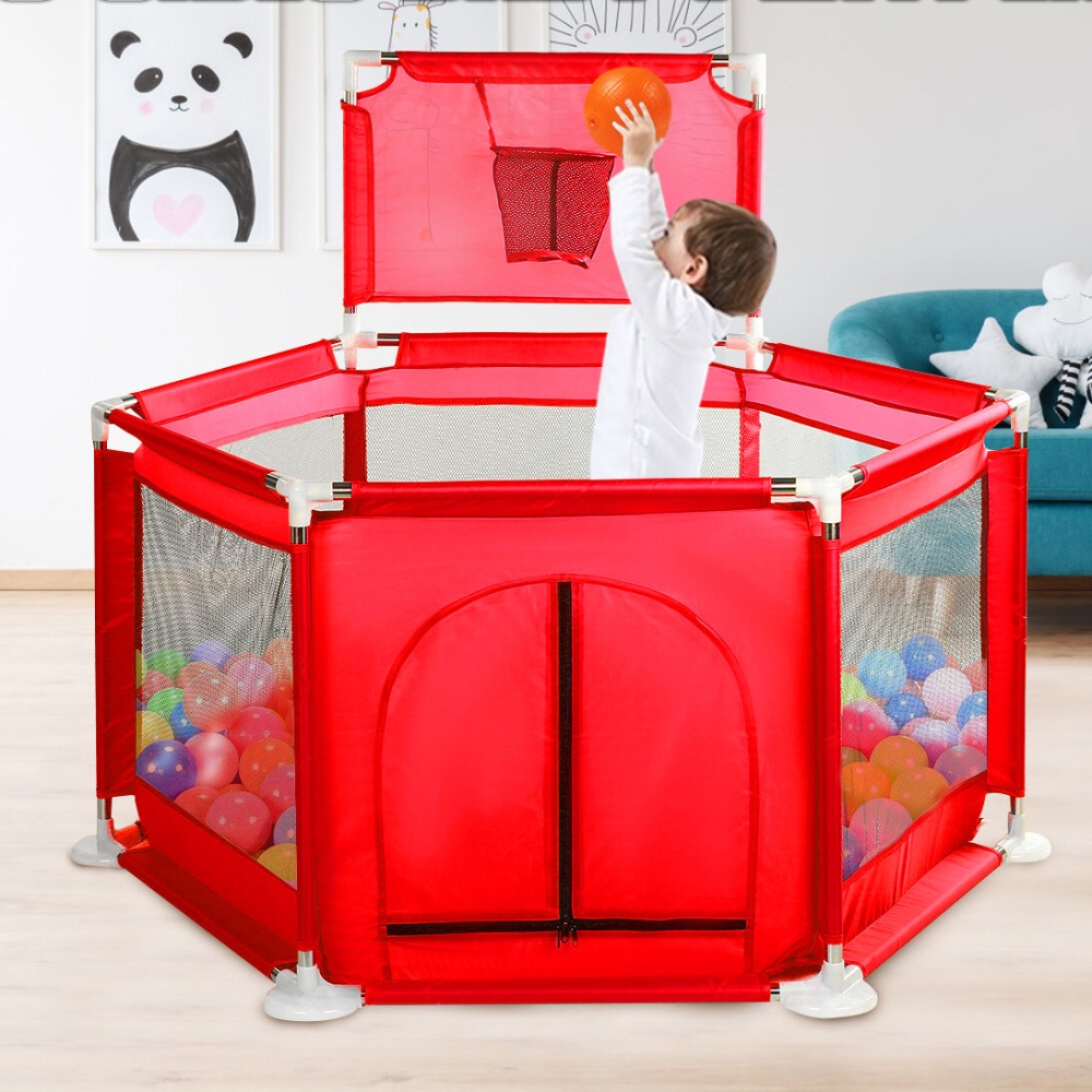 2 in 1 6-Sided Baby Playpen with ball frame Toddler Children Play Yardsfor Children Under 36 Months Tent Basketball Court Gifts - #6 - Image 2